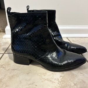 Black Textured Ankle Boots